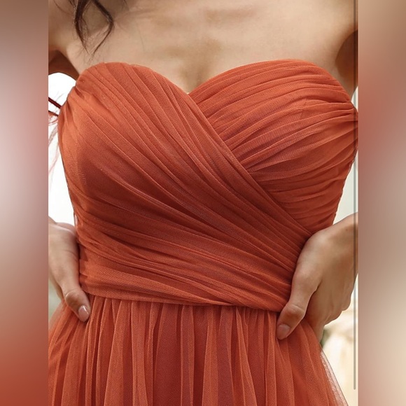 Off Shoulder Sweetheart Neck Max Tulle Dresses Orange